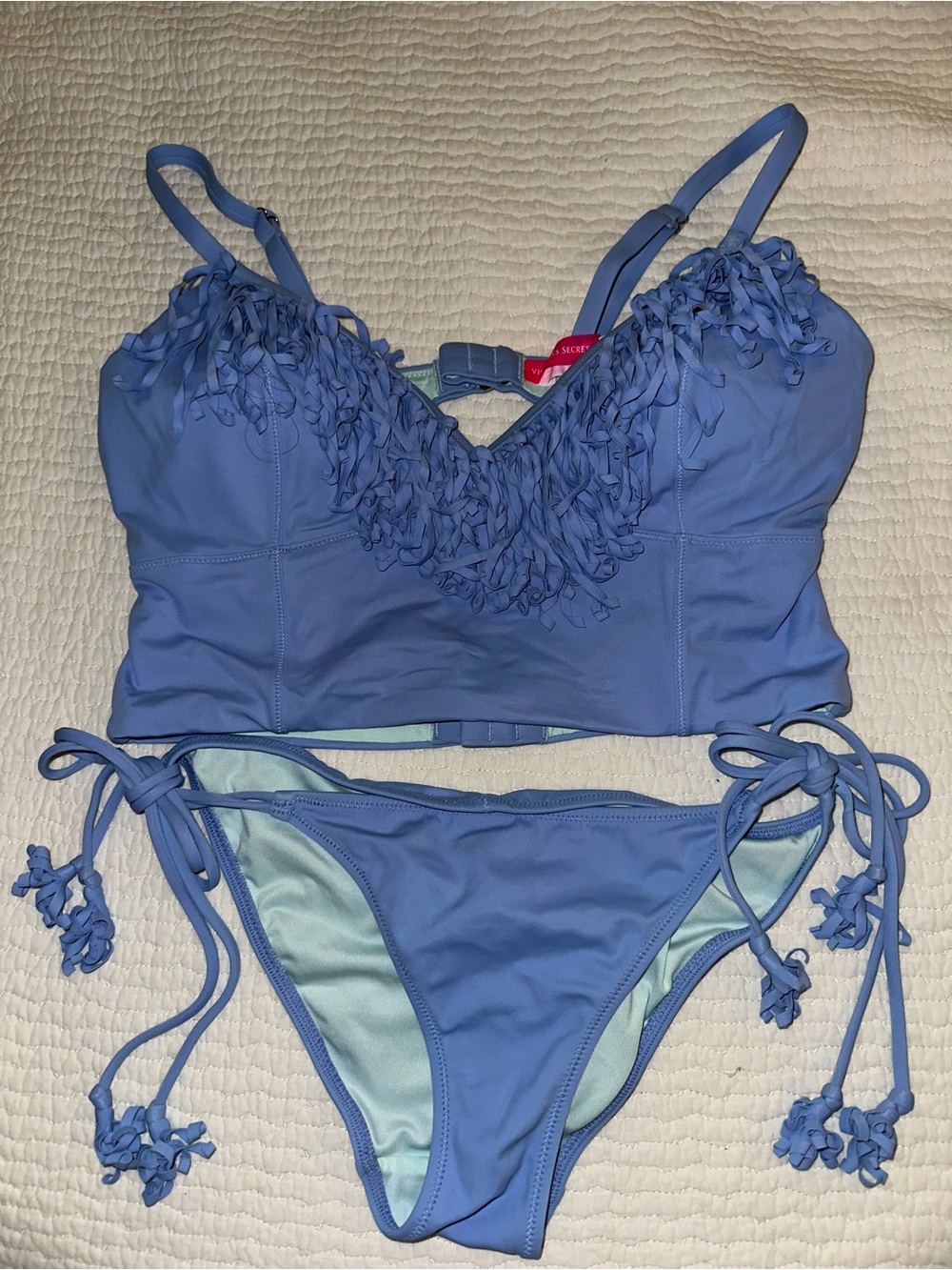 Victoria's Secret Light Blue Fringed Two-Piece Bikini Set